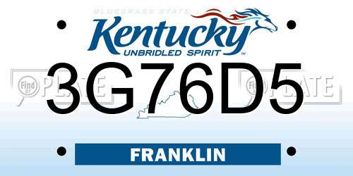 3G76D5 Kentucky License Plate