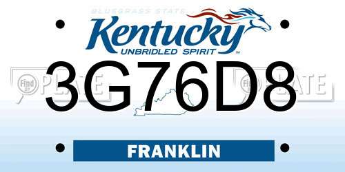 3G76D8 Kentucky License Plate