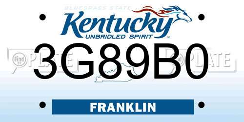 3G89B0 Kentucky License Plate