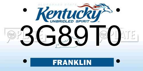 3G89T0 Kentucky License Plate