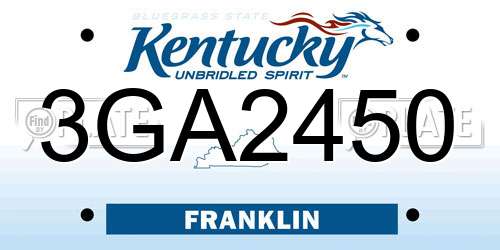 3GA2450 Kentucky License Plate