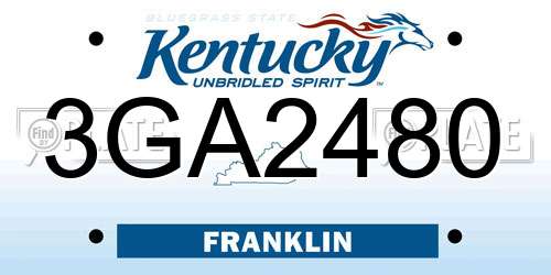 3GA2480 Kentucky License Plate
