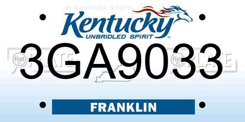 3GA9033 Kentucky License Plate