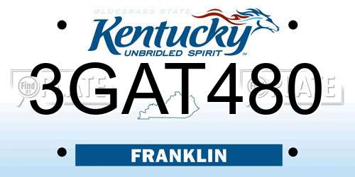3GAT480 Kentucky License Plate