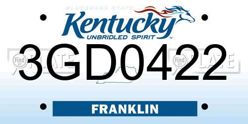 3GD0422 Kentucky License Plate
