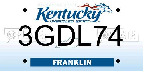 3GDL74 Kentucky License Plate