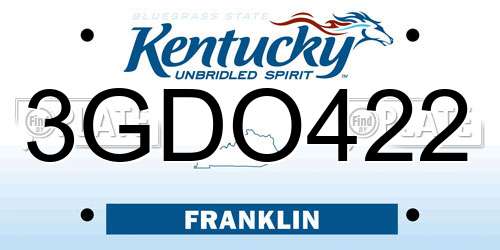 3GDO422 Kentucky License Plate