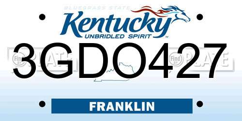 3GDO427 Kentucky License Plate