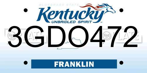 3GDO472 Kentucky License Plate