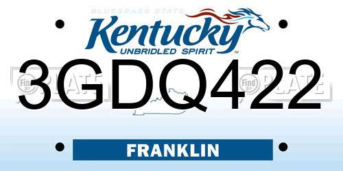 3GDQ422 Kentucky License Plate