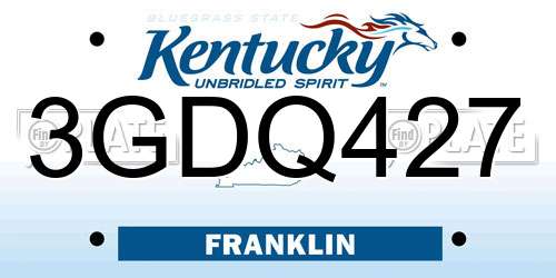 3GDQ427 Kentucky License Plate