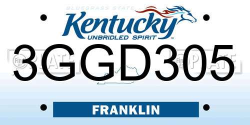 3GGD305 Kentucky License Plate