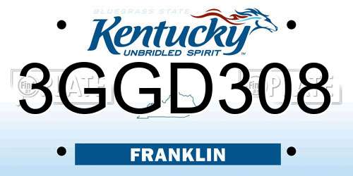 3GGD308 Kentucky License Plate