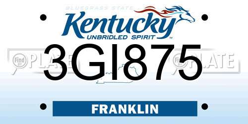 3GI875 Kentucky License Plate