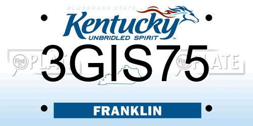 3GIS75 Kentucky License Plate