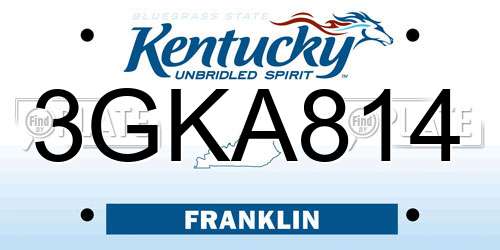 3GKA814 Kentucky License Plate