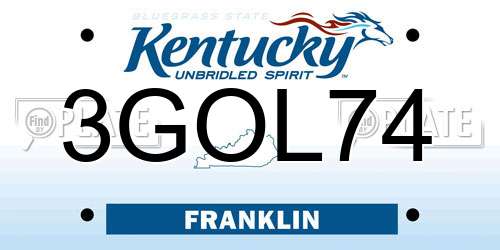 3GOL74 Kentucky License Plate