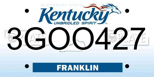 3GOO427 Kentucky License Plate