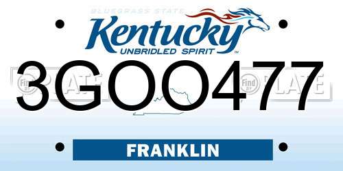 3GOO477 Kentucky License Plate