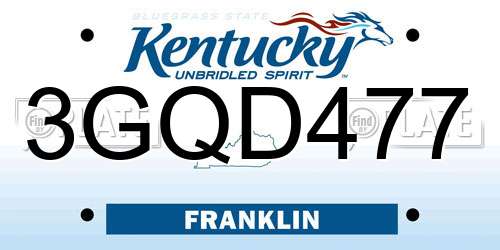 3GQD477 Kentucky License Plate