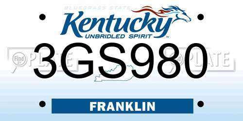 3GS980 Kentucky License Plate