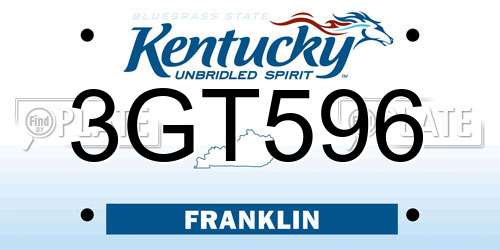 3GT596 Kentucky License Plate
