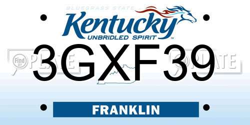 3GXF39 Kentucky License Plate
