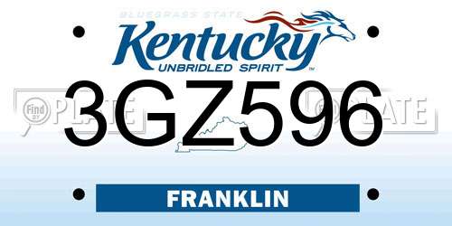 3GZ596 Kentucky License Plate