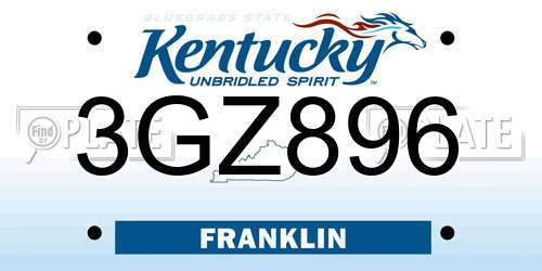 3GZ896 Kentucky License Plate