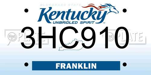 3HC910 Kentucky License Plate