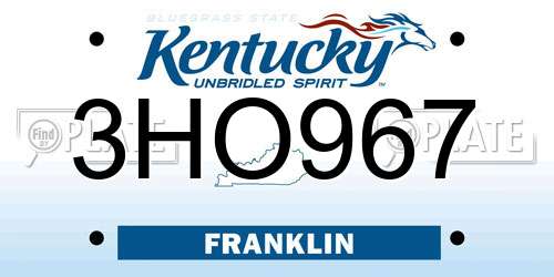 3HO967 Kentucky License Plate