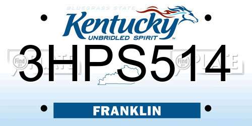 3HPS514 Kentucky License Plate