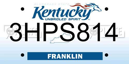 3HPS814 Kentucky License Plate