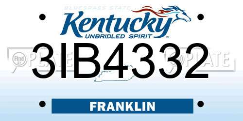 3IB4332 Kentucky License Plate