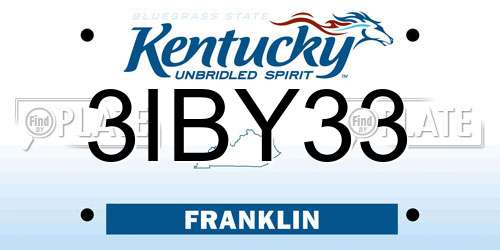 3IBY33 Kentucky License Plate