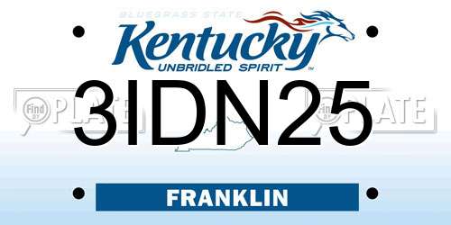 3IDN25 Kentucky License Plate