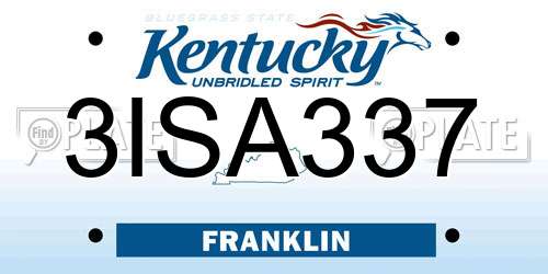 3ISA337 Kentucky License Plate