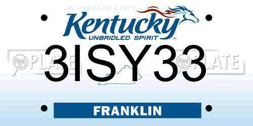 3ISY33 Kentucky License Plate