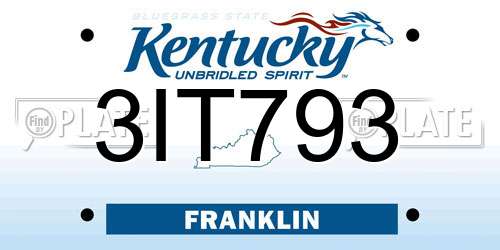 3IT793 Kentucky License Plate