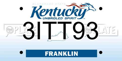 3ITT93 Kentucky License Plate