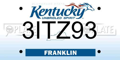 3ITZ93 Kentucky License Plate