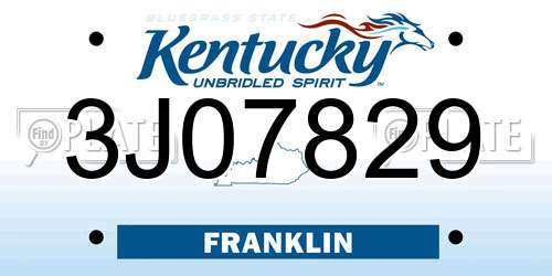 3J07829 Kentucky License Plate