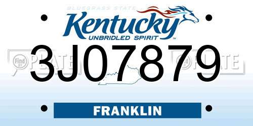 3J07879 Kentucky License Plate