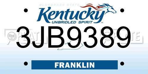 3JB9389 Kentucky License Plate
