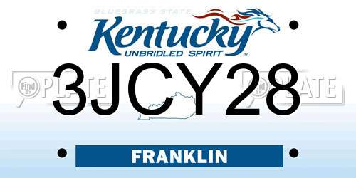 3JCY28 Kentucky License Plate