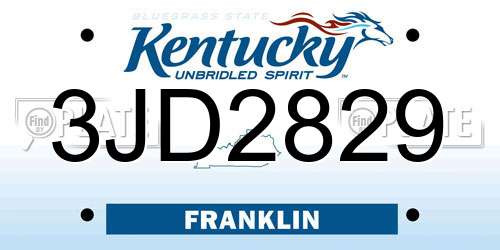 3JD2829 Kentucky License Plate