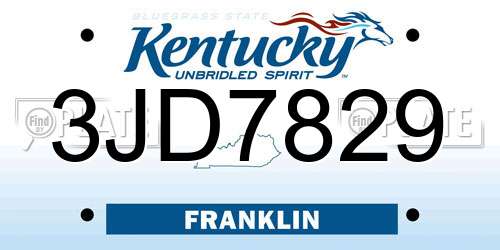 3JD7829 Kentucky License Plate