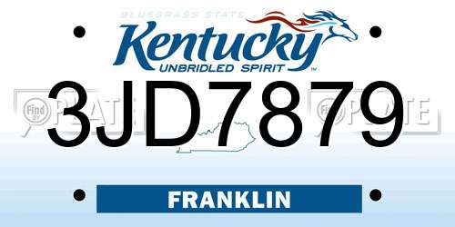 3JD7879 Kentucky License Plate