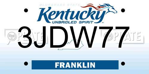 3JDW77 Kentucky License Plate