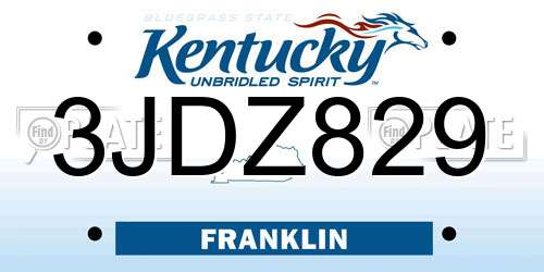 3JDZ829 Kentucky License Plate
